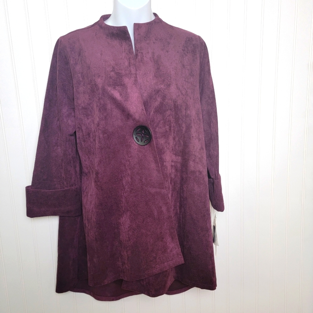 IC by Connie K faux suede asymmetrical blazer size small